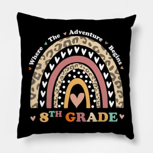 Back To School 8th Grade Where The Adventure Begins Rainbow Pillow