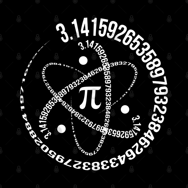 Pi Day 2024- Science Atom Black by ARTSYVIBES111