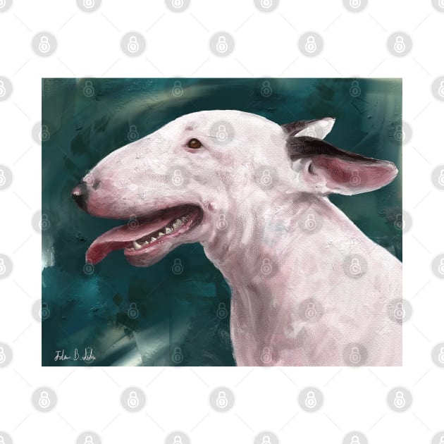 A Painting of a Bull Terrier with Its Tongue Out by ibadishi