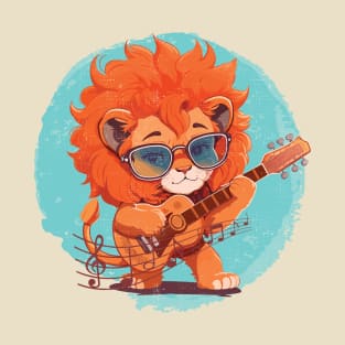 Cute baby lion playing guitar T-Shirt