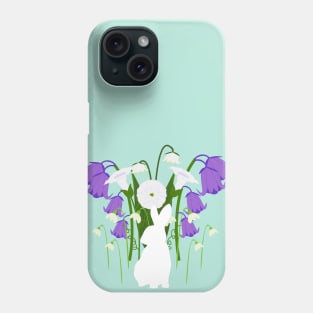 Bunny Silhouette and Spring Wildflowers Phone Case