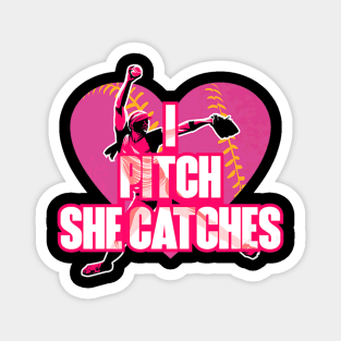 Pitch Catches Softball Baseball Player Magnet