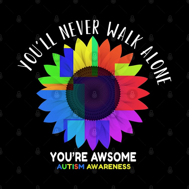 You'll Never Walk Alone Autism Awareness by Color Fluffy