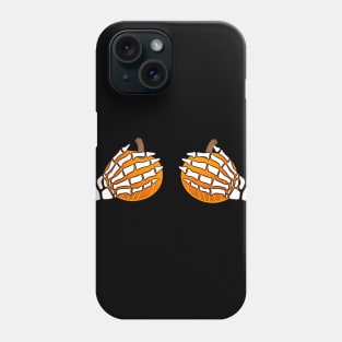 skeleton hands grabbing pumpkins (funny halloween design) Phone Case