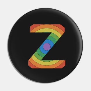 Retro Rainbow 'Z' Sticker Pin