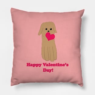 Happy Valentine's Day! (Dog With Heart) Pillow