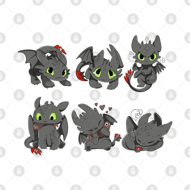 Toothless set, cute character how to train your dragon, kids cute design by PrimeStore