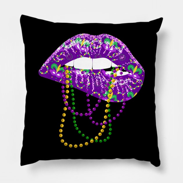 Mardi Gras Lips Queen Carnival Costume Pillow by deptrai0023