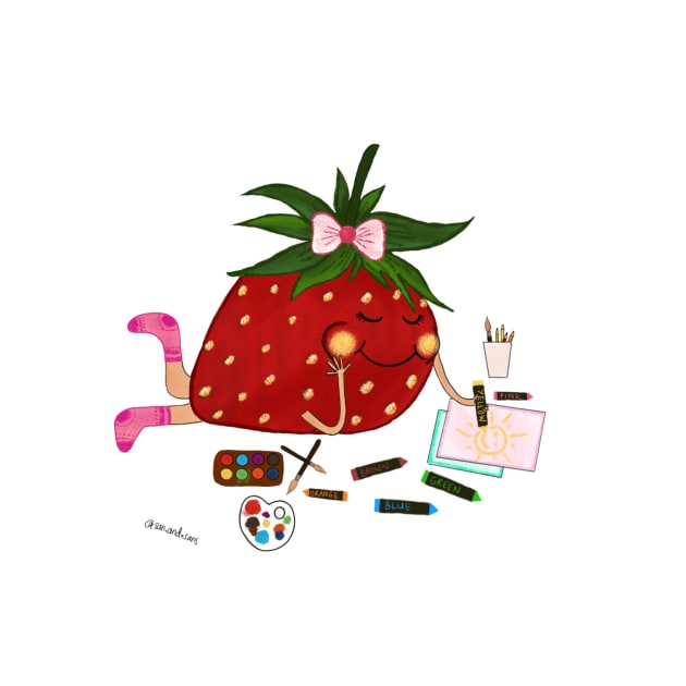 Strawberry  girl coloring sticker by SanMade