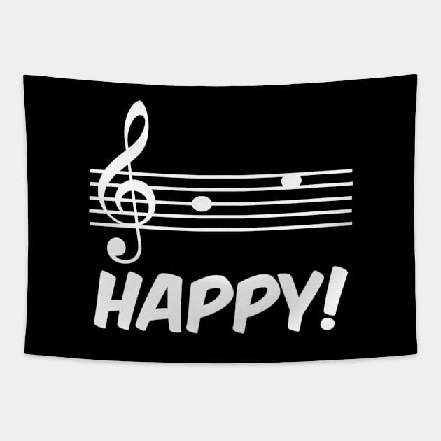 Be Happy! Music Notation Tapestry by DrawAHrt