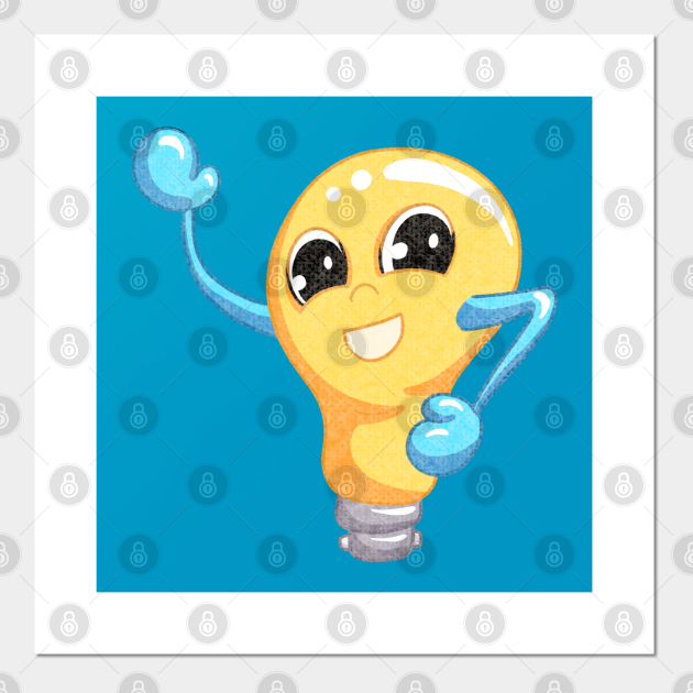 Cartoon Bright Idea Light Bulb Lightbulb Smiling and Waving - Lightbulb - Posters and Art Prints | TeePublic Cartoon Bright Idea Light Bulb Lightbulb Smiling and Waving - Lightbulb - Posters and Art Prints | TeePublic