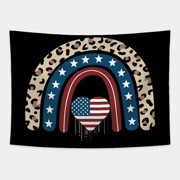 American Flag USA Rainbow 4th of July Patriotic Tapestry by FabulousDesigns