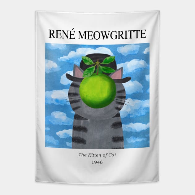 Rene Meowgritte Tapestry by Planet Cat Studio