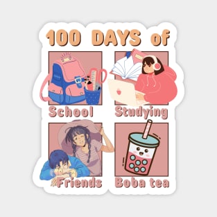 100 days of School, Studying, Friends, Bubble Tea Magnet