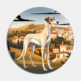 Galgo Espanol Greyhound Spanish Village Landspace Pin