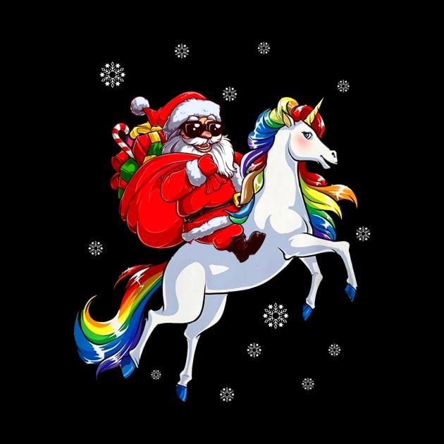 Santa Riding Horse Rainbow LGBT Christmas by kimmygoderteart