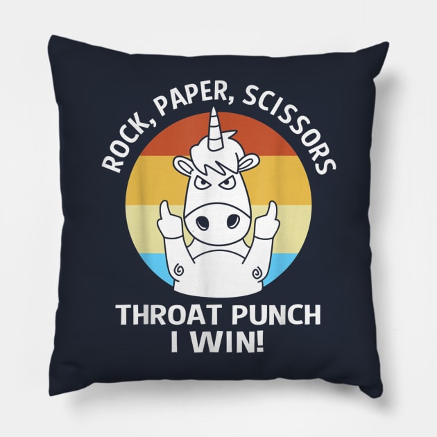 Rock Paper Scissors Throat Punch I Win Pillow by Distefano