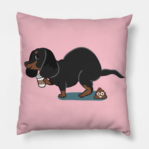 Coffee makes me poop Dachshund Pillow by huebucket