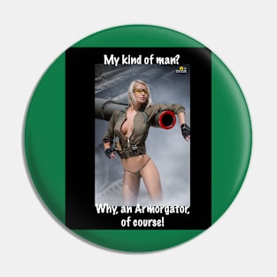 Armorgator Babe 12 - Black Background Pin