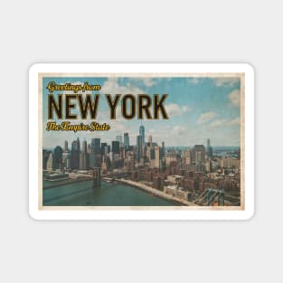 Greetings from New York - Vintage Travel Postcard Design Magnet