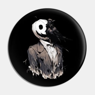 Spooky scarecrow and crow Pin