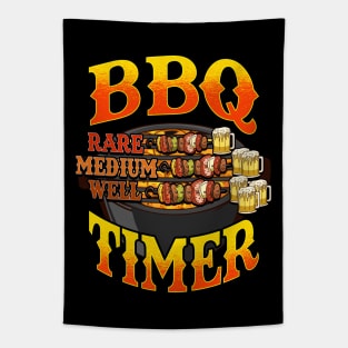 BBQ Timer Grilling Grill Master Beer Drinking Humor Dad Tapestry