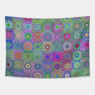 Trippy Boho Hippie Funky Psychedelic Groovy Rainbow Mandala Digital Abstract Art Tapestry