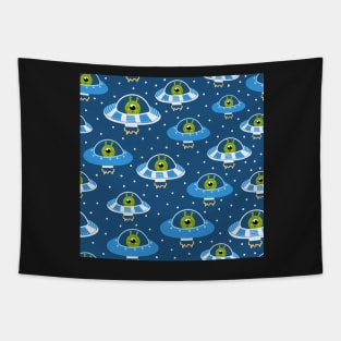 childish alien spaceships Tapestry