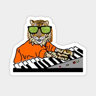 Cool Tiger With Glasses Makes Music Magnet