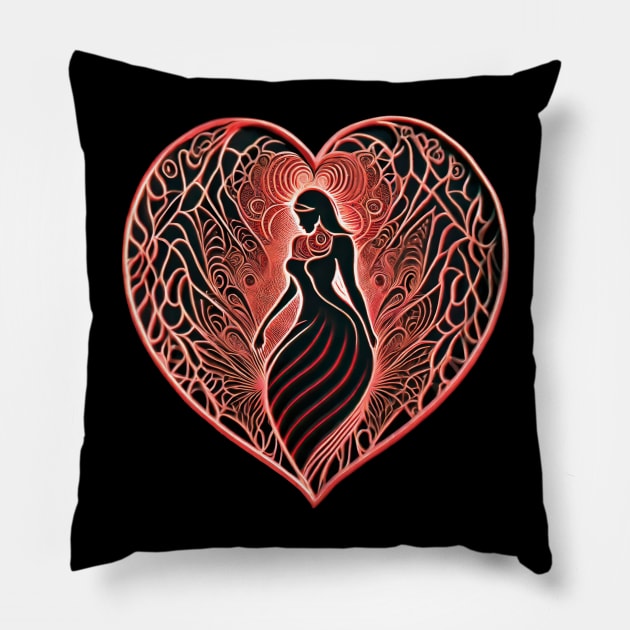 Woman Art Heart Lakshmi Pillow by FehuMarcinArt