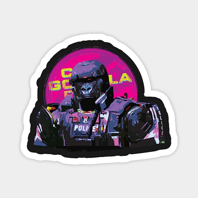 Gorilla Cop Magnet by ArtlifeDesigns