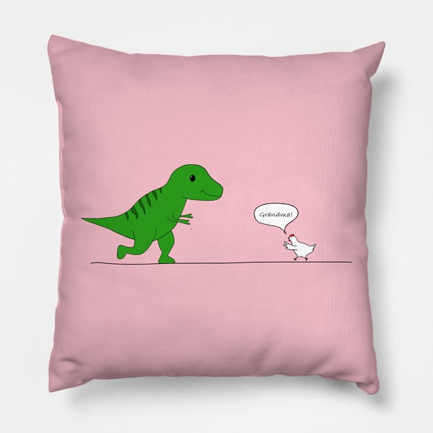 Dinosaur Grandma (chicken evolution) Pillow by Earl Grey