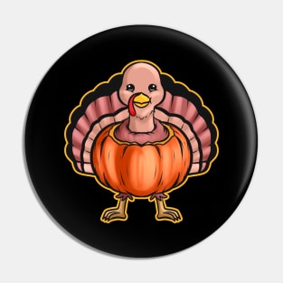 Turkey Stuck In A Pumpkin Stuffing Outside On Thanksgiving Pin