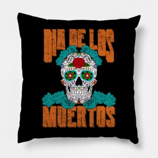 Dios De Los Muertos Distressed Text Day of the Dead Calavera Sugar Skull Pillow