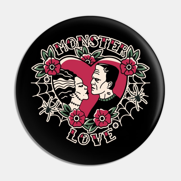 Monster Love - Tattoo Inspired graphic Pin by Graphic Duster