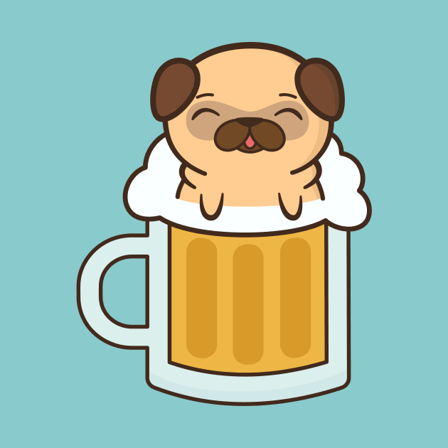 Cute and Kawaii Adorable Pug With Beer by happinessinatee