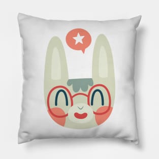 Cute Green Bunny Wearing Glasses Pillow