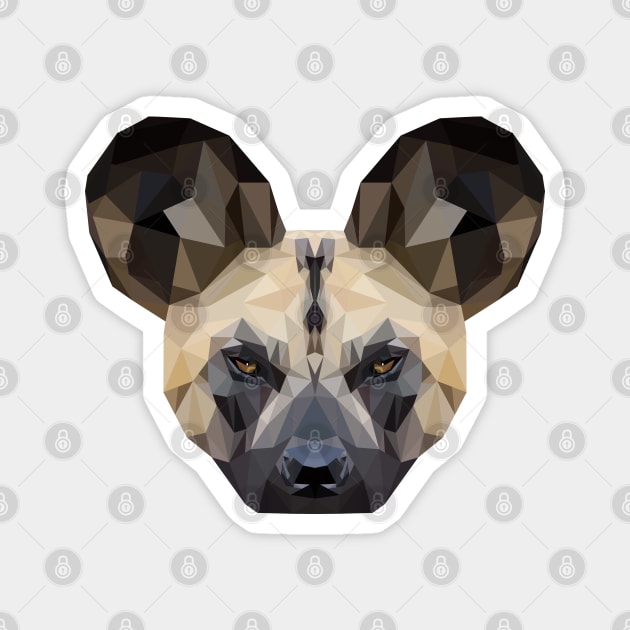 African Wild Dog Low Poly Art Magnet by TheLowPolyArtist