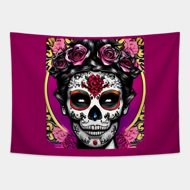 Day of the Dead Skull Tapestry by animegirlnft