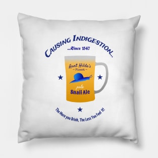 Aunt Hilda's Finest Snail Ale- Funny Snail, Beer Design Pillow