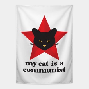 Black Cat My Cat Is A Communist Tapestry