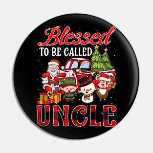 Blessed To Be Called Uncle Christmas Buffalo Plaid Truck Pin