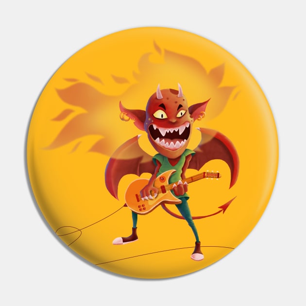 Musician on Fire Pin by pencildog