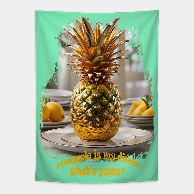 Pineapple dinner. AI generated image Tapestry by Khala