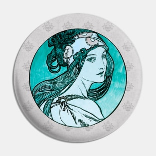 Alphonse Mucha Girl with a Twist mug,coffee mug,t-shirt,pin,tapestry,notebook,tote,phone cover,pillow Pin