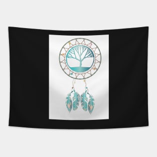 Tree of life dreamcatcher teal Tapestry