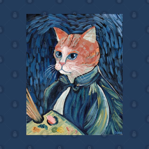 Van Gogh Cat Portrait by KilkennyCat Art