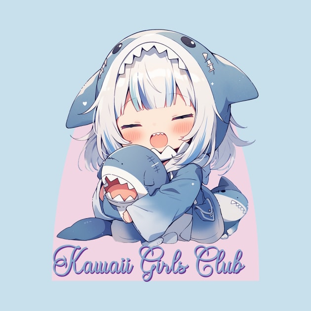 Kawaii Girls Club - Cute Shark Chibi Girl by PlayfulPandaDesigns