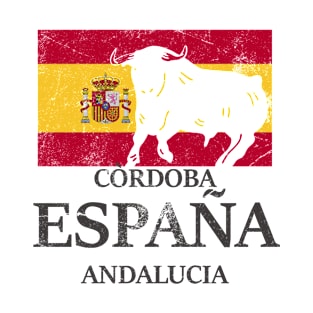 Spanien Còrdoba Andalucia Urlaub Stier Flagge T-Shirt