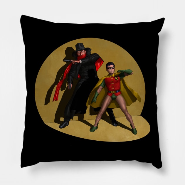 The Shadow and Robin Pillow by thecountingtree